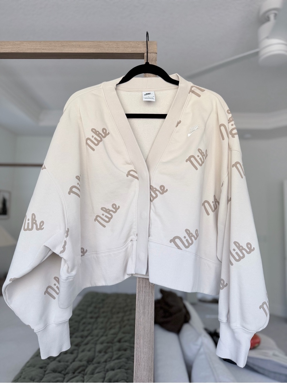 Nike Phoenix Fleece Women's Cream Logo Cardigan Jacket